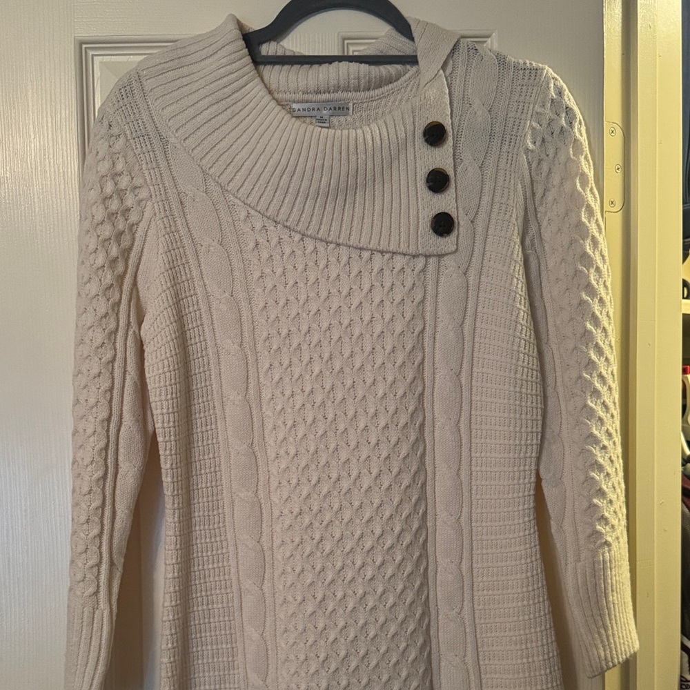 Sandra Darren Cream Cowl Neck Sweater